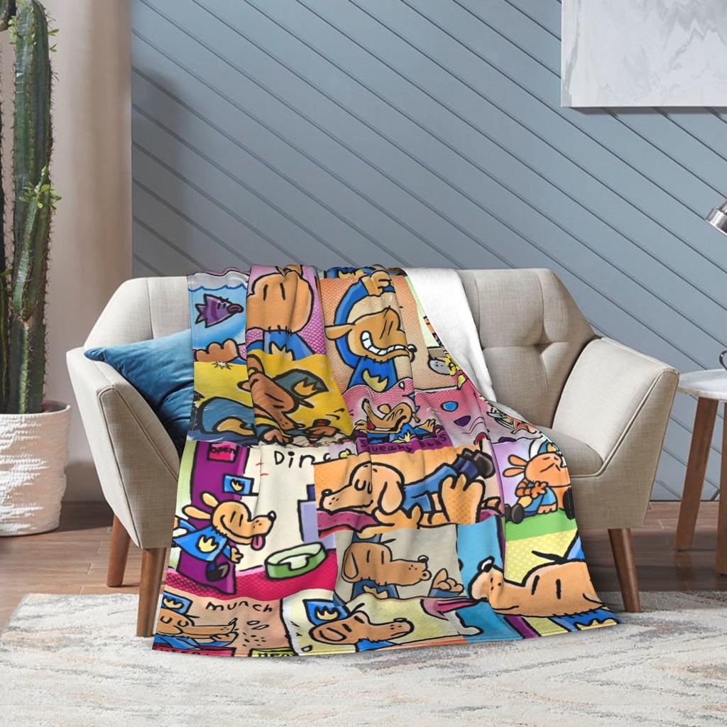 Dog Man Dogman Movie Comic Blankets Cartoon Flannel Awesome Breathable Throw Blankets for Coverlet Summer