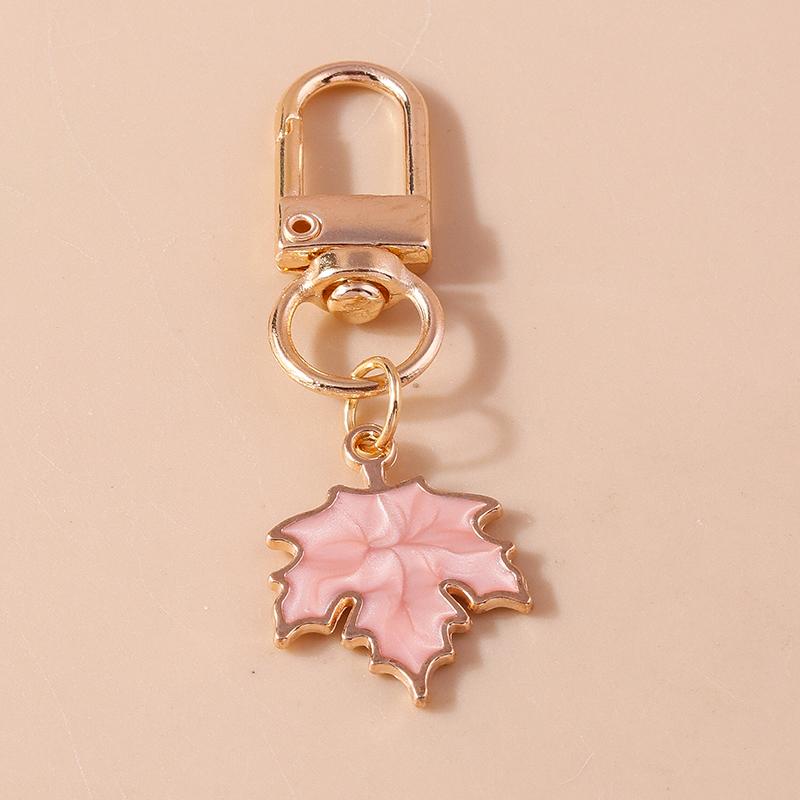 

Cute Enamel Pearl Maple Leaf Keychain Plant Key Ring Pendant for Women Girls Handbag Decor DIY Key Holder Jewelry Gifts