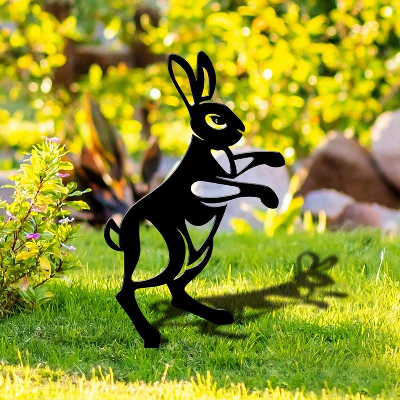 Rabbit Silhouette Yard Art Animals Garden Stakes Black Bunny Rabbit Garden Stake Rabbit Yard Decorations Outdoor Bunny Decor
