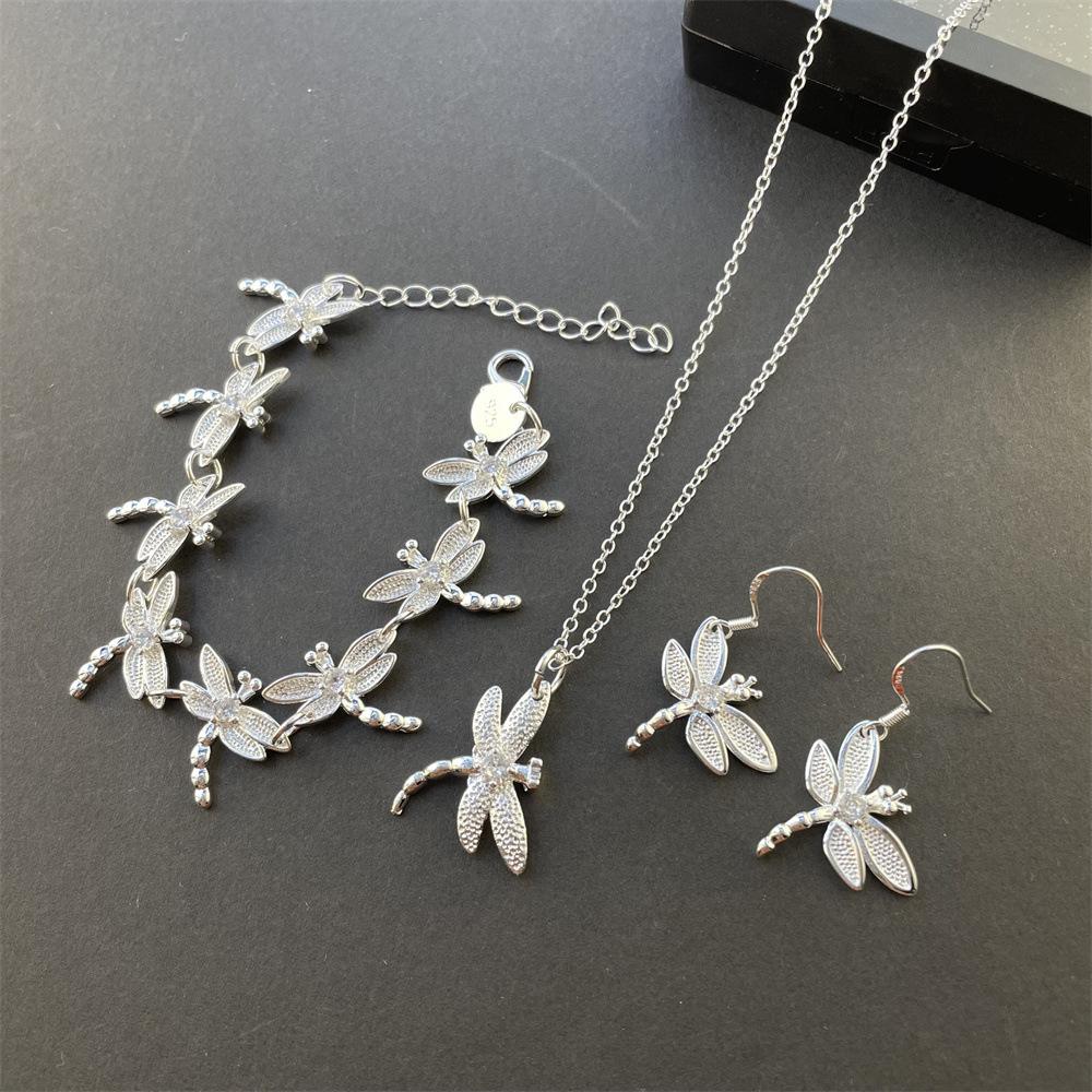 Boutique Jewelry Set Dragonfly Pendant Necklace Bracelet Earrings