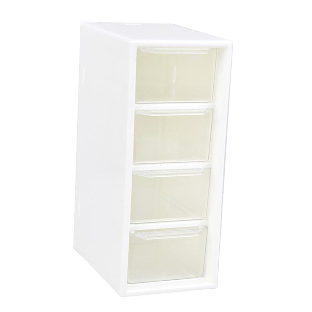 Desktop 4 Drawer Storage Organizer Small Stackable Clear Plastic Storage Containers Box for Home
