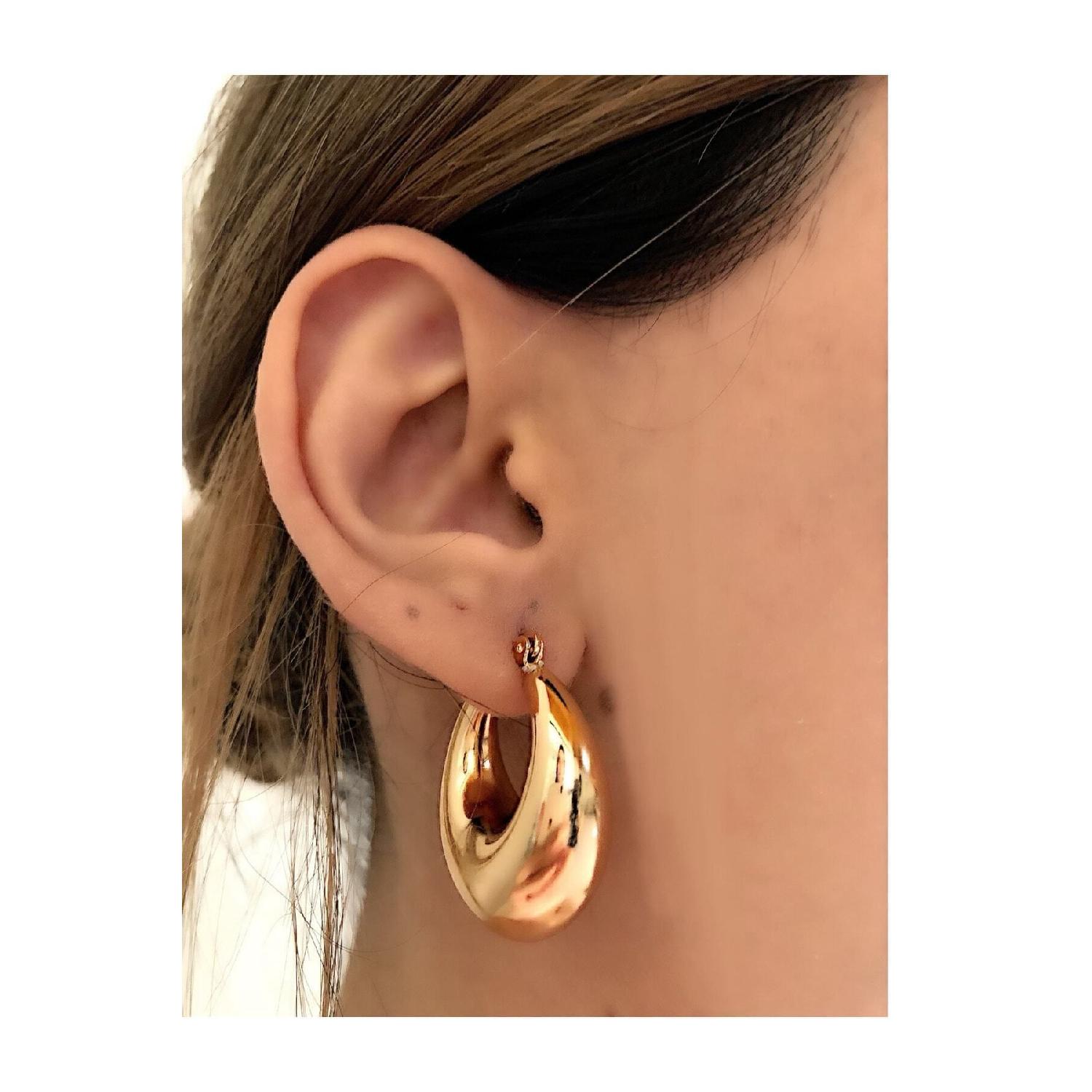 

Овальные винтажные куполообразные серьги-кольца 3 золотой