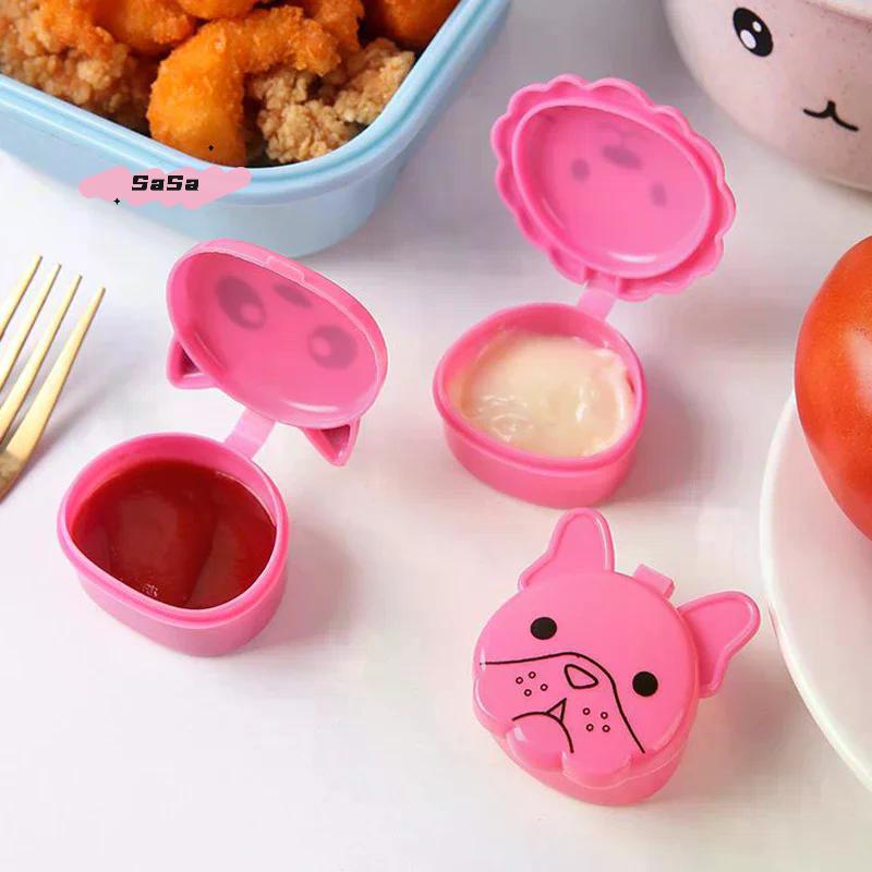 3 Stück Mini Soßenbox Squeeze Soßenflasche Plastikflasche Gewürzflasche Aufbewahrungsbox Cartoon Kochen Würzen Salatflasche