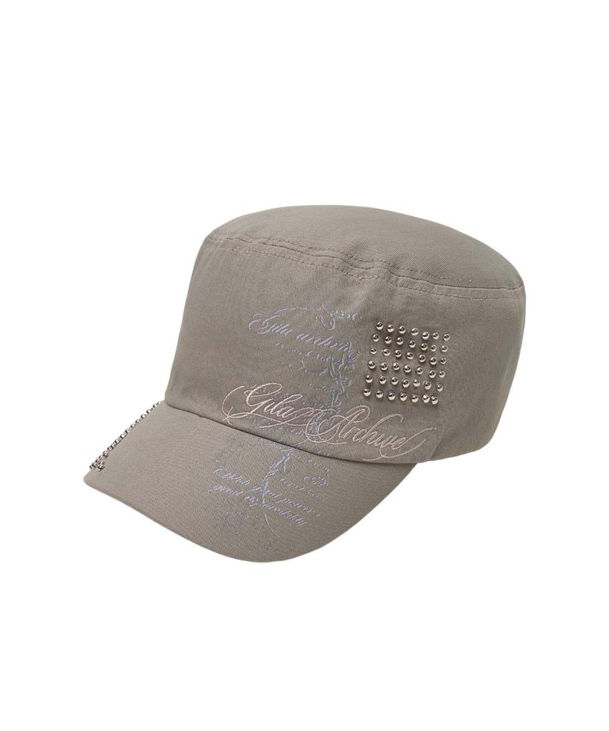 Gillaakaibeu Lettering Graphic Military Cap_Beige