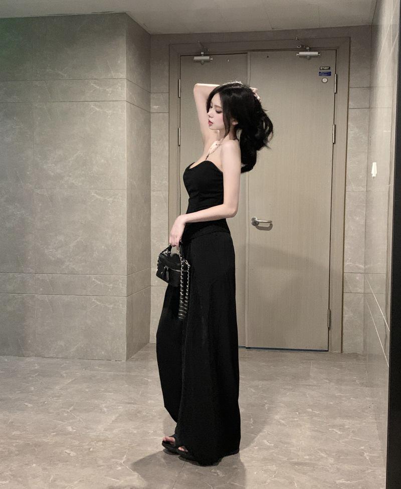 Elegant Black Fishbone Bandeau Top: Women's Summer Slimming Three-Dimensional Wrap Chest Vest