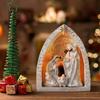 Christmas Multicolor Resin Nativity Scene with LED Tealight Candle Holder for Holiday Decoration