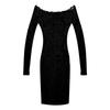 2024 Spring Women Off Shoulder Long Sleeve Lace Bodycon Mini Dress Sexy Slim Pencil Club Night Out Dress Plus Size S-L