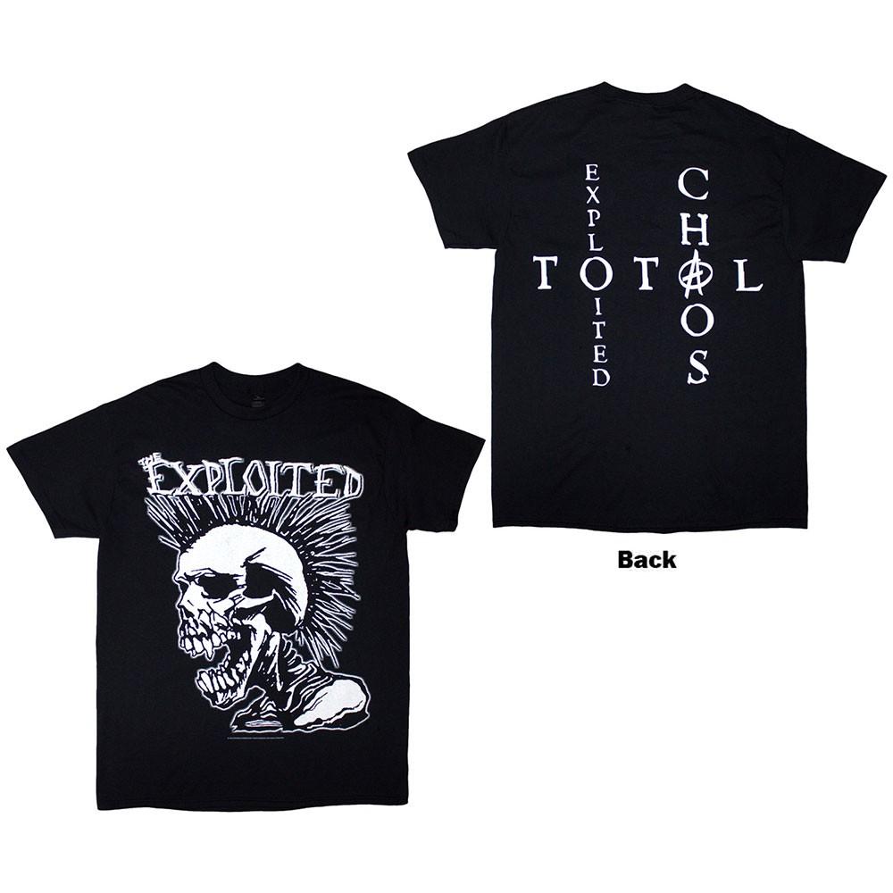 Унисекс Футболка The Exploited: Ирокез Череп (черный) (Назад Печать) (X-Large) S