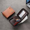 New PU Leather Short Wallet Zipper Large-capacity Coin Purse Solid Color Money Bag Man