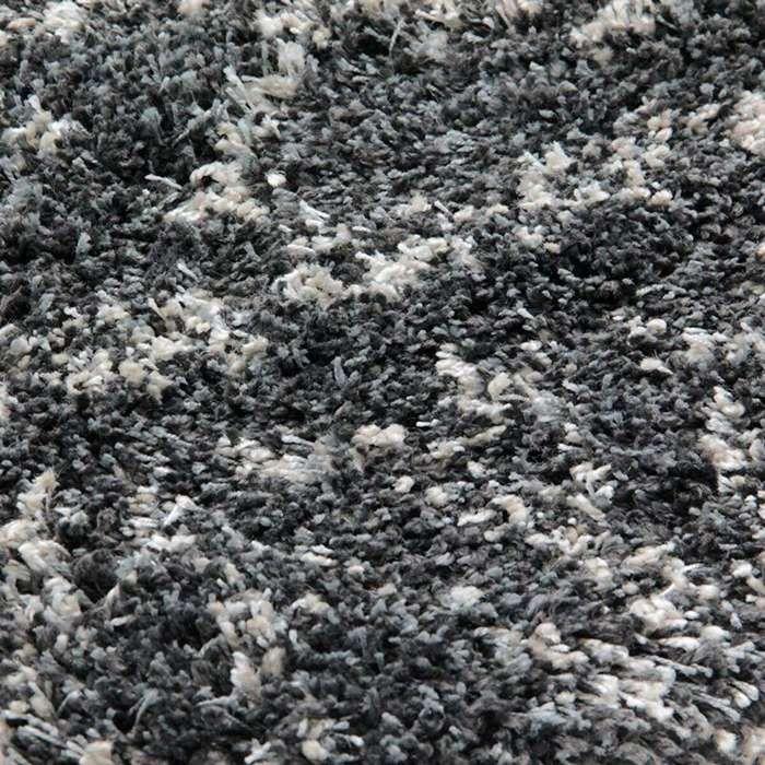 Black Ethnic Pattern Long Pile Rug 133x190