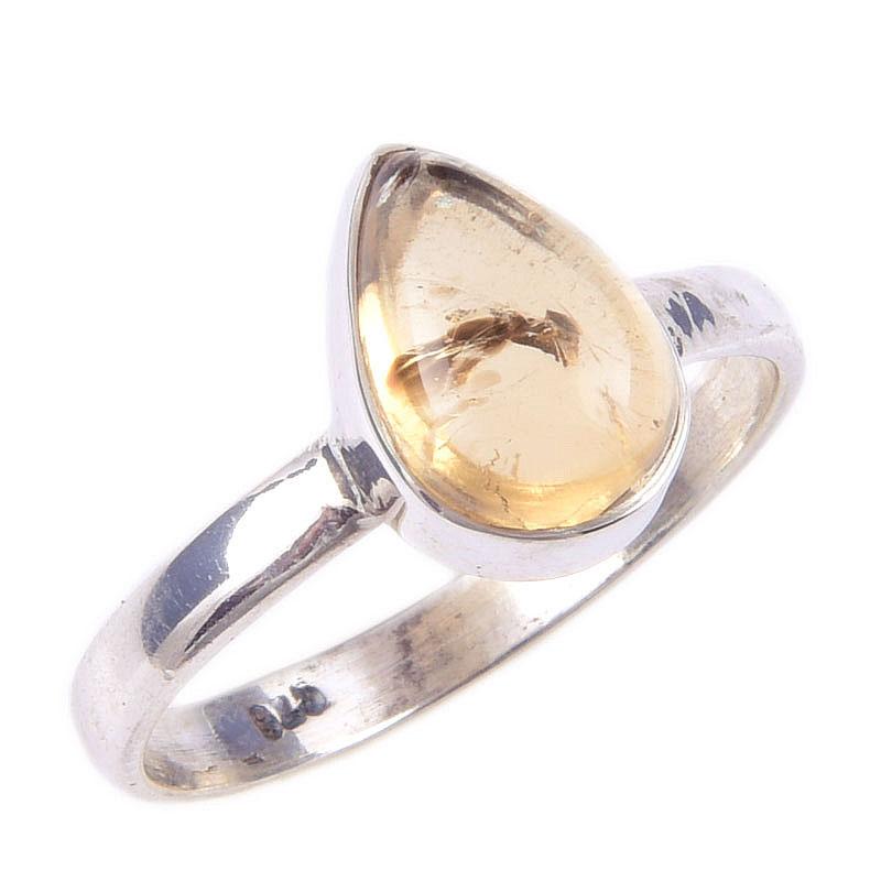 Natural Citrine Gemstone Handmade 925 Solid Sterling Silver Ring Size 7 n4u12