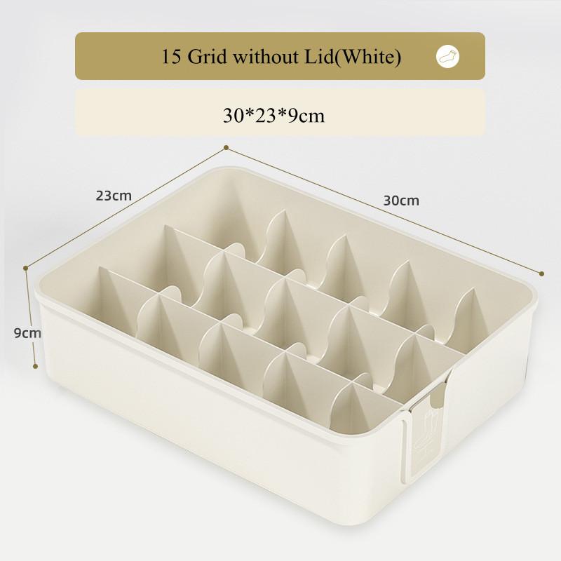 1/10/15 Gitter-Aufbewahrungsbox aus Kunststoff für Unterwäsche mit staubdichtem Deckel, Socken, BHs, Schrankschubladen, Organizer-Behälter für Kleiderschrank und Schlafzimmer