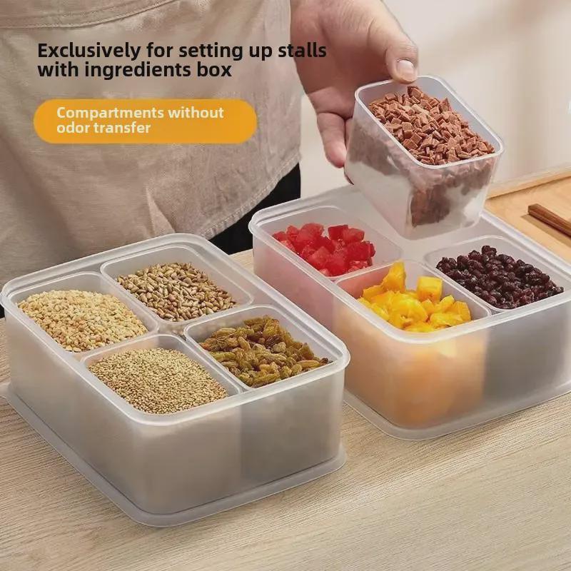 Commercial Ice Powder Storage Box with Lid - Fresh-Keeping Compartment for Ingredients