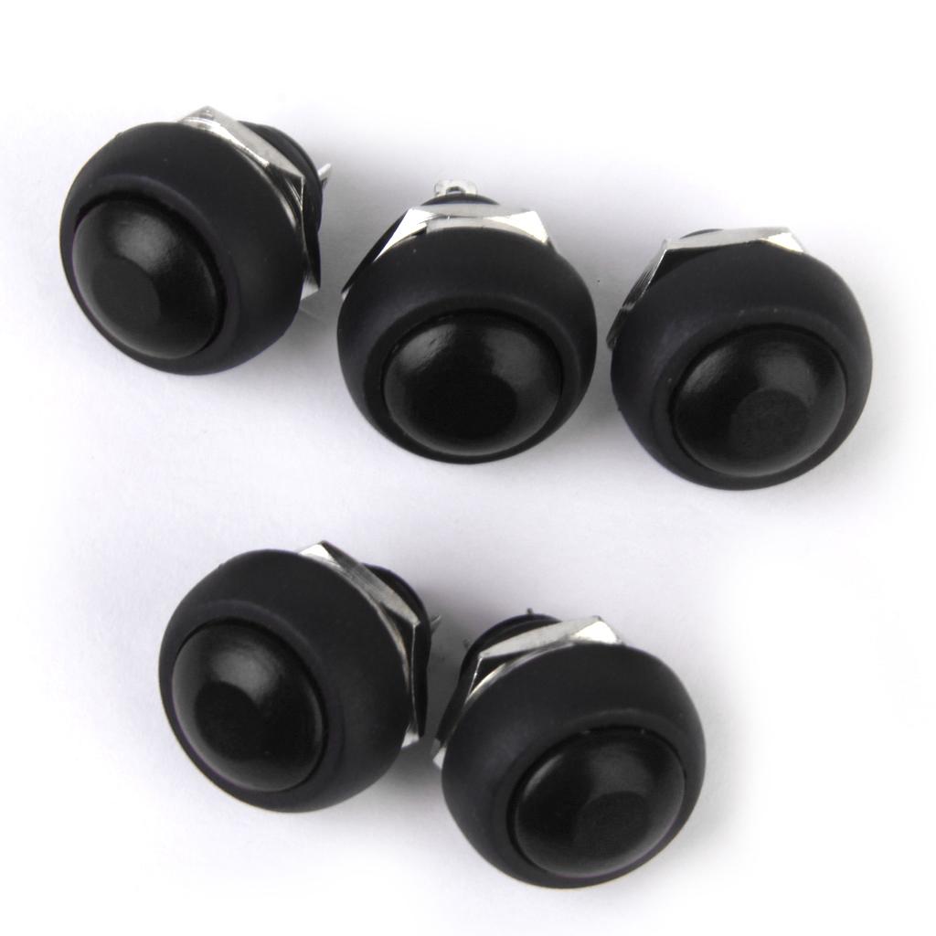 5pcs Momentary OFF-(ON) Push Button Horn Switch For Boat/Car Waterproof BLK
