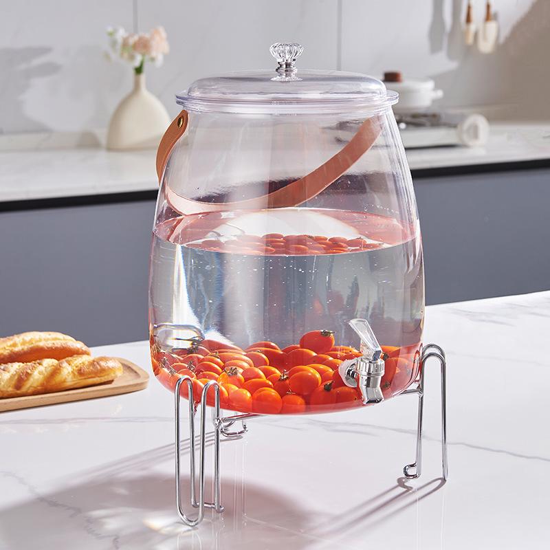 Fruit Flower Tea Cold Water Kettle - Food-Grade Plastic Beverage Barrel with Electroplated Faucet