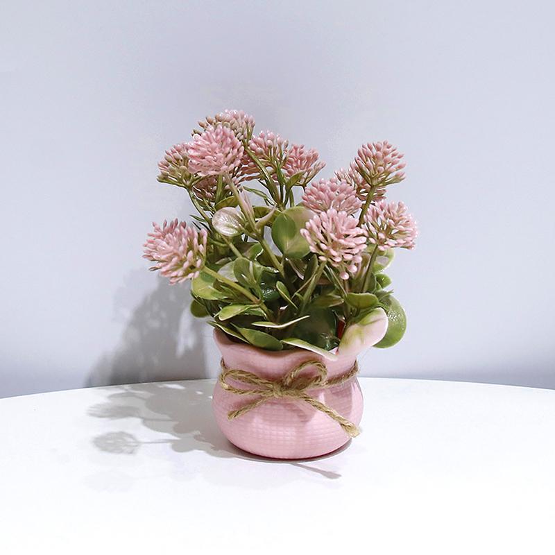 1/4 Stück Simulierte Topfpflanzen Niedliches Phalaenopsis-Design Bürodekor Rosa Thema Geschenk Mini Party 13cm