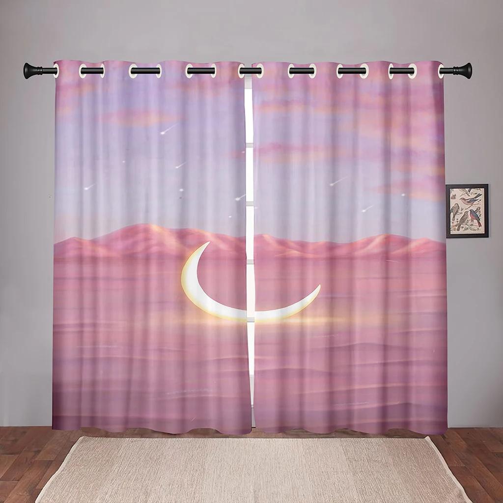 Luxury Moon Sky Cloud Star Blackout Window Curtains for Bedroom Living Room Bathroom Kicthen Door Hall High Shading New Pattern