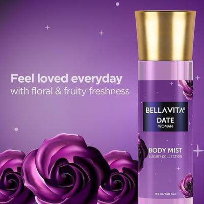 Bella Vita Luxury Date Women Body Spray Mist Perfumy dla Odświeżającego Kwiatowego i Waniliowego Długotrwałego Zapachu z Różowym Pieprzem i Czerwonymi Owocami, 150 ml