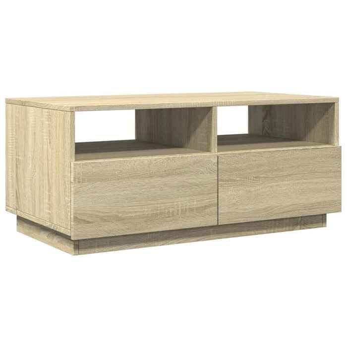 VidaXL Coffee Table with LED Lights, Side Table with Drawers, Sofa End Table, Living Room Furniture, 839835