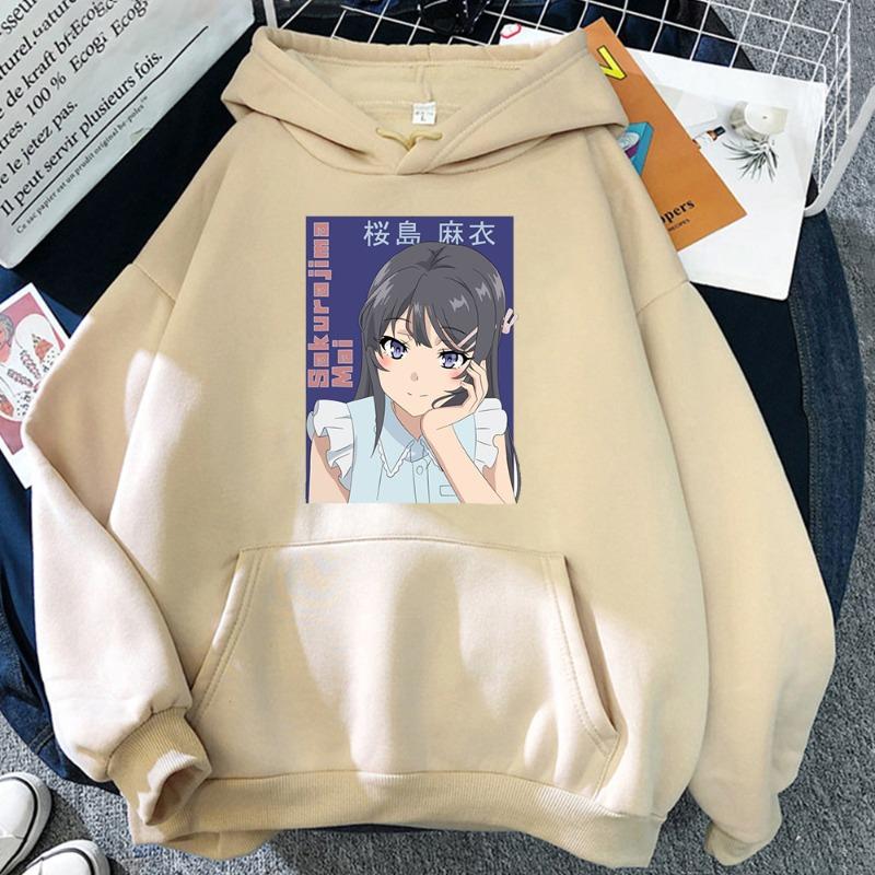 Anime Rascal Does Not Dream of Bunny Girl Sakurajima Mai Printed Men Women Casual Hoodies Loose Sweatshirt Harajuku Streetwear