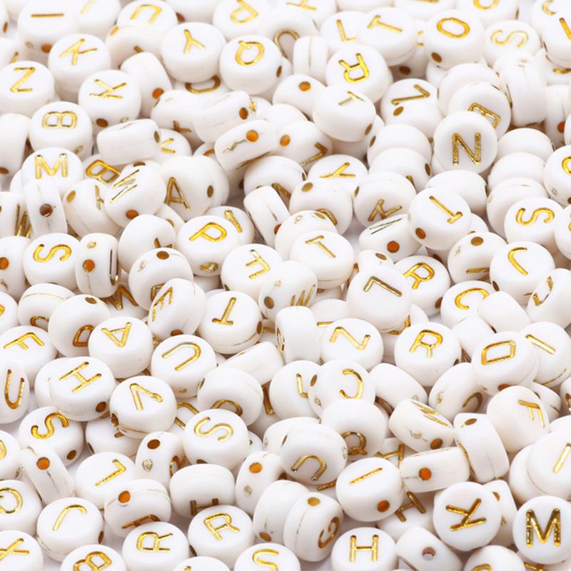 100Pcs Acrylic Flat Letter Beads Alphabet Round Smile Spacer Loose Bead For Diy Jewelry Bracelet Charm Supplies
