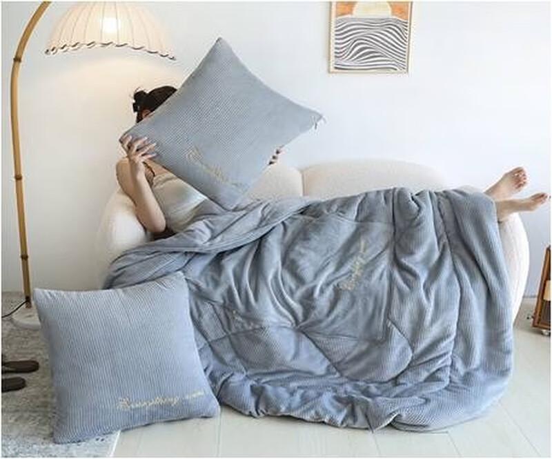 Grace Waffle Milk Velvet 2-in-1 Pillow Quilt