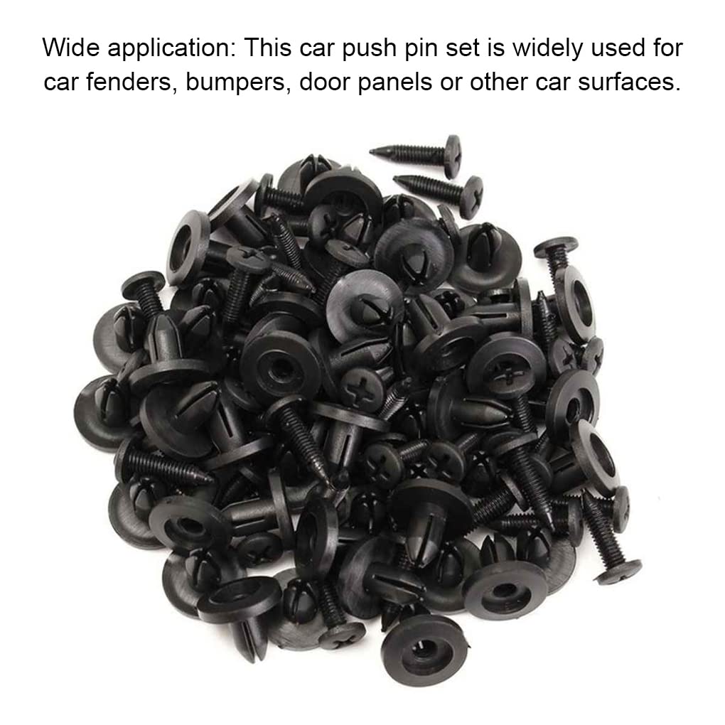 YWLiHcme 50pcs Universal Car Fender Retainer Plastic Clip Portable Vehicle Fastener Rivets 6mm Hole Automotive Push Pins
