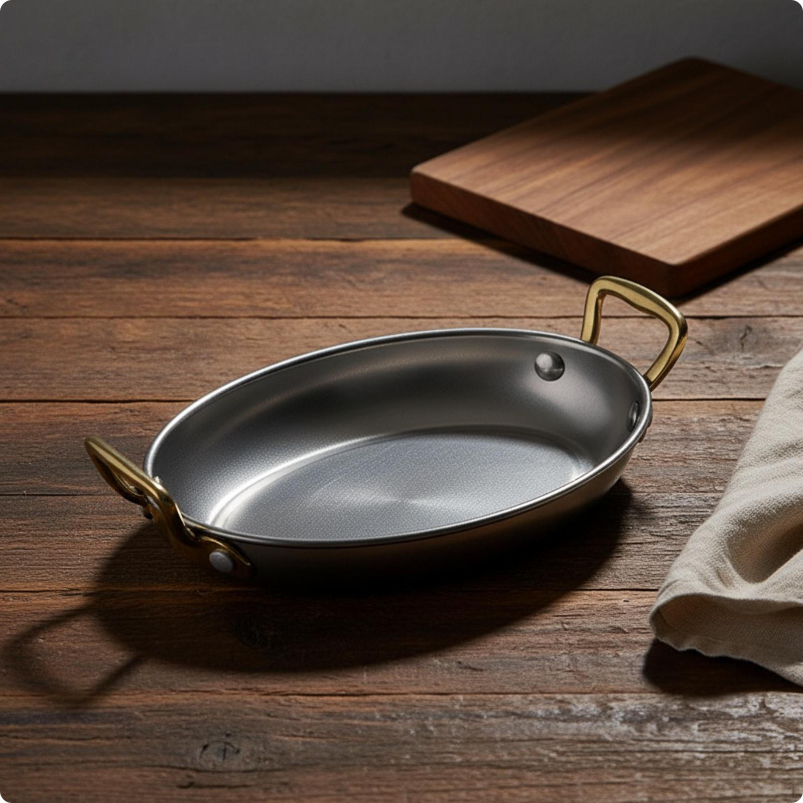 Oval Stainless Steel Tray OnePiece Construction Serving Plate Toned Handles
