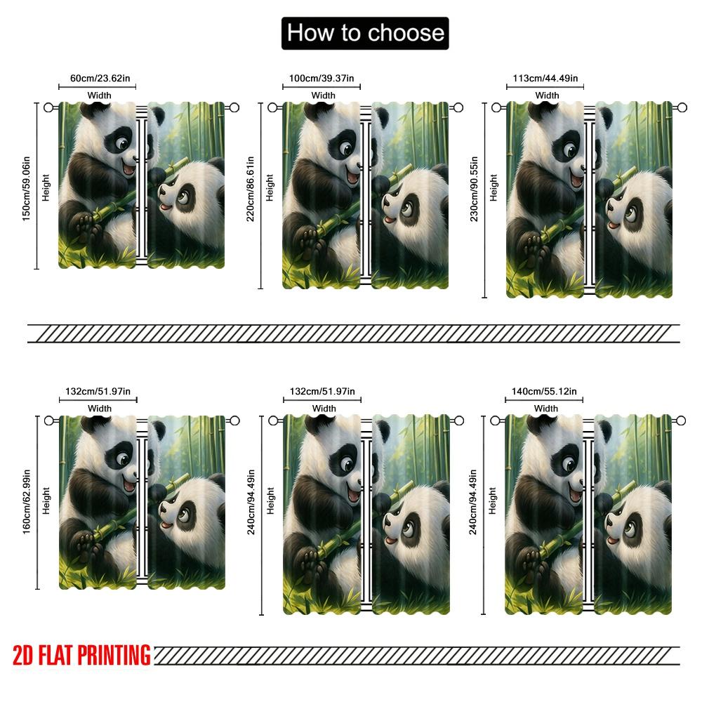 2 Stück, 2D-Flachdruck Moderne Vorhänge Panda Spielzeit Strapazierfähiges Polyester (ohne Stange) Feiertags-Perfekt für Schlafzimmer & Wohnzimmer