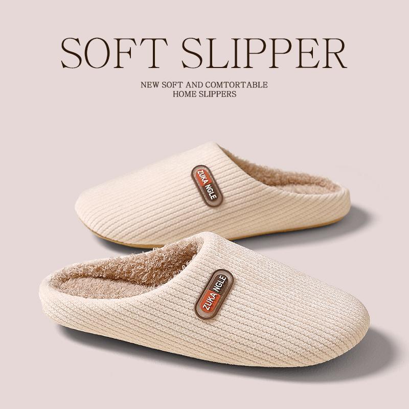 Cotton slippers men's spring and autumn winter indoor home use non-slip warm home couple winter plush women
