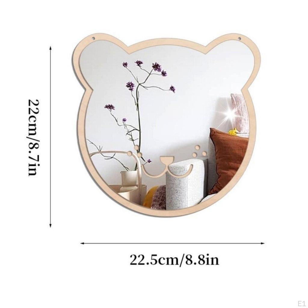 Specchio Autoportante a Forma di Animale con Cornice in Legno, Design Creativo da Parete, Decorazione per Asilo per Bambini,