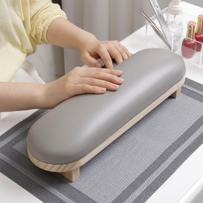 Nail Art Hand Rest Wood Stand Soft Sponge Filling Solid Color Faux Leather Wrist Support Professional