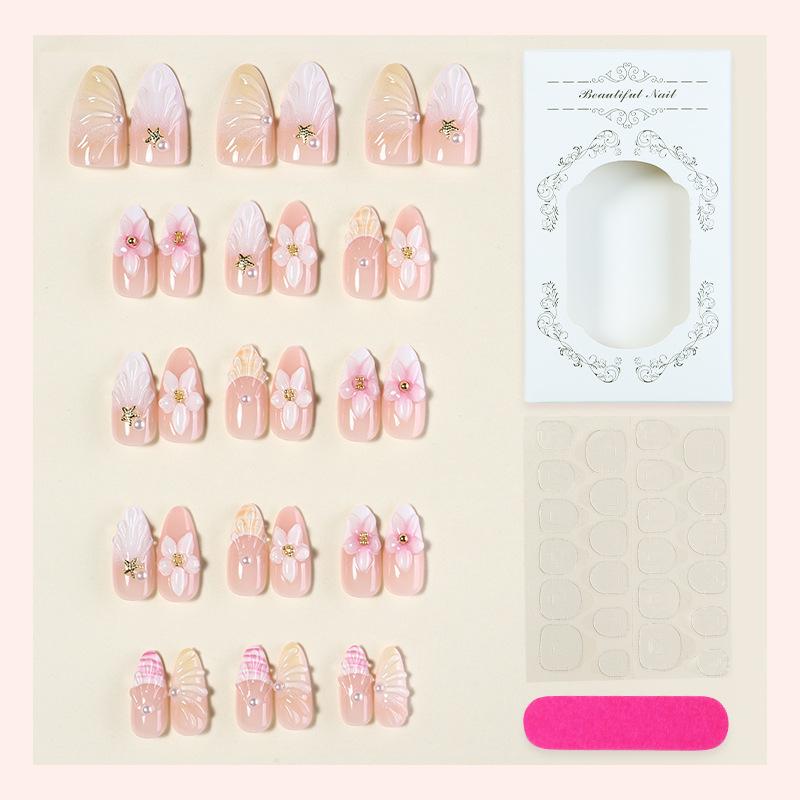 30 pieces of new spring and summer armor three-dimensional flowers handmade fake nails small and fresh cross-border hot-selling armor wholesale