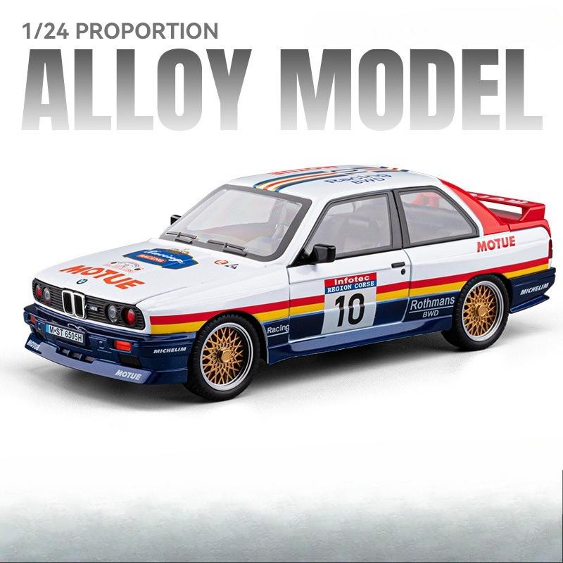 Simulation 1:24 BMW M3 Alloy Sports Car Model with Sound and Light Pull-back Metal Miniature Voiture Collection Toy Vehicle Gift