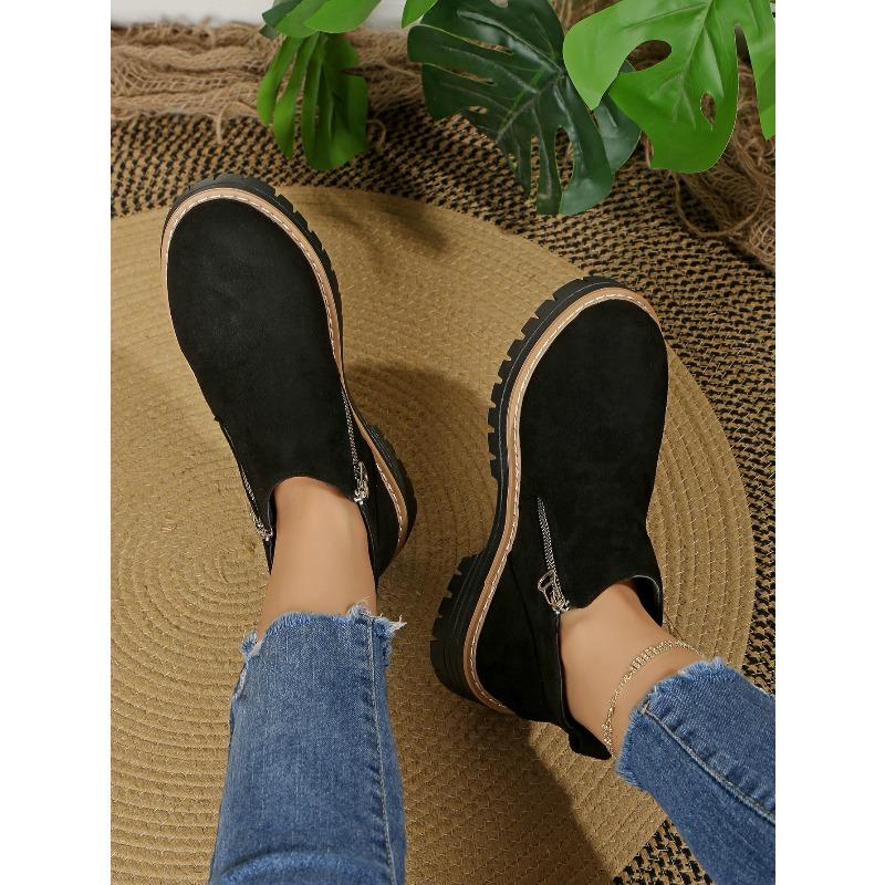 Round Toe Side Zipper Martin Boots 2025 Winter New Retro British Style Booties for Women