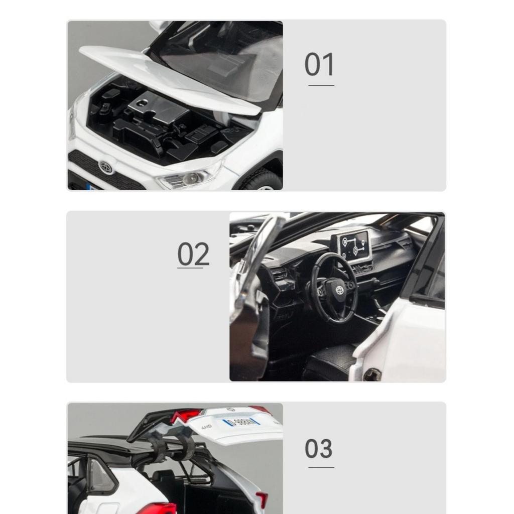1/32 Toyota RAV4 SUV 2023 Alloy Die Cast Toy Car Model Sound and Light Pull Back Children's Toy Collectibles Birthday Gift