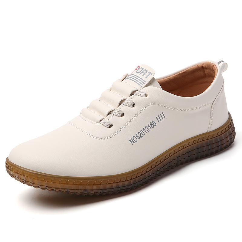 Ladies' casual walking Lofu shoes, fashionable mom 100% genuine leather shoes, breathable flat single shoes