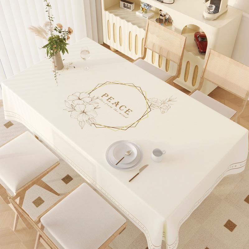 French Light Luxury High-End Dining Table Cloth, Leave-In Oil-Proof And Waterproof Lambskin Rectangular Coffee Table Cloth