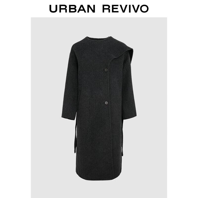UR Women s Scarf Collar Long Button Coat M
