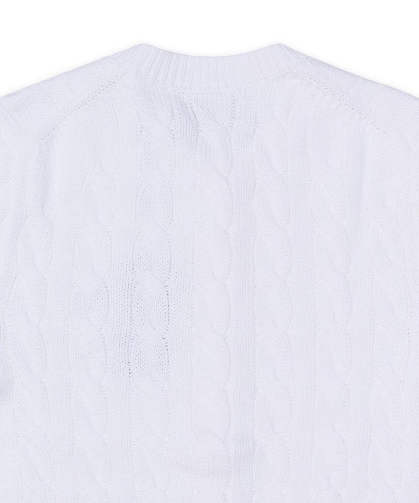 POLO RALPH LAUREN Cable Knit Cotton Short Sleeve Cardigan - White