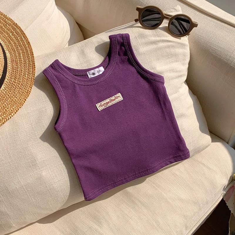 

Fashion Children T Shirt Girls Boys Vest Kids Summer Clothes Sleeveless 150cm фіолетовий