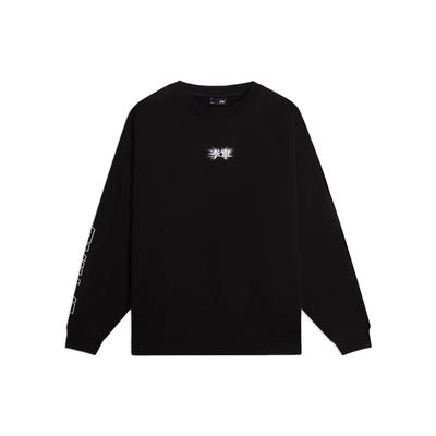 Li-Ning Trendy Sportswear Series Chinese Character Print Crew Neck Pullover Sweatshirt Unisex Tops Black AWDSB23-4