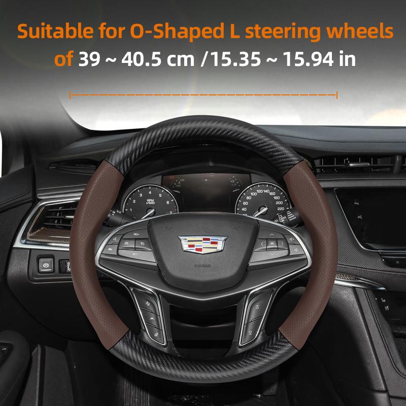 Suitable for Cadillac Breathable Hole Leather Matte Carbon Fiber Texture Steering Wheel Cover Suitable for Cts 2013 Ct4 Carbon Interior Ct5 Xt5 Xt4 X