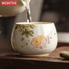 Golden Guifu Carp Teacup Travel Personal Meditation Cup Handmade Ceramic Tea Bowl Pu'er Master Cup Household Tea Set Accessories