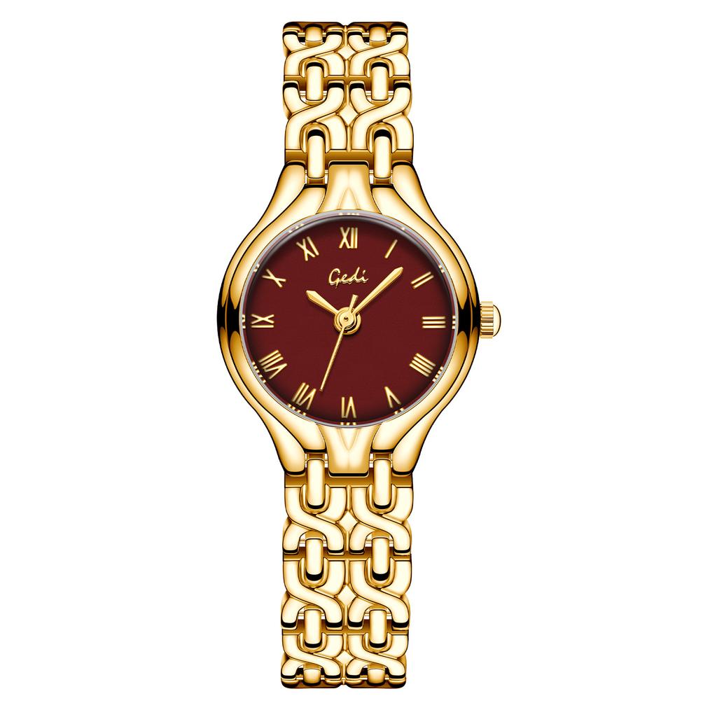 Old Money Style Retro Roman Small Gold Watch, Women'S Light Luxury Chain Quartz Watch, High-End Workplace Versatile Watch