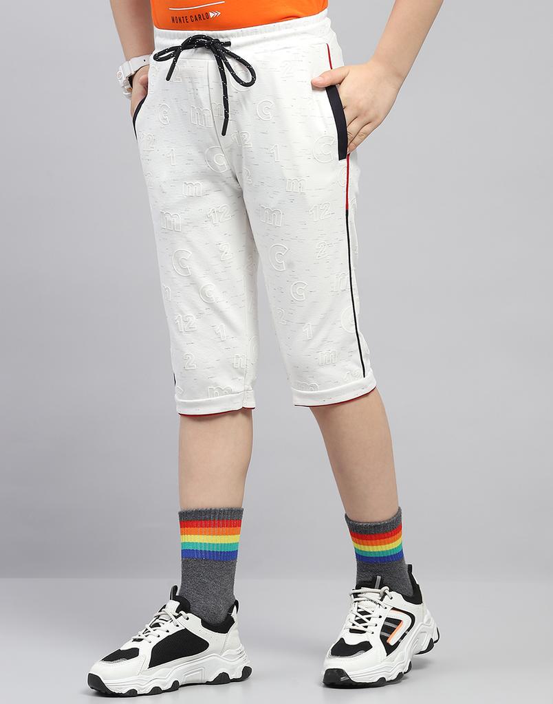 MONTE CARLO Boys Off White Printed Capri