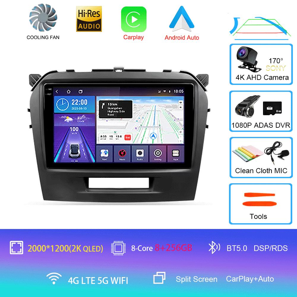 Car Radio Android 14 Carplay Auto For Suzuki Vitara 2015 2016 2017 2018 2019 Multimedia Video Player Navigation Gps Stereo Audio
