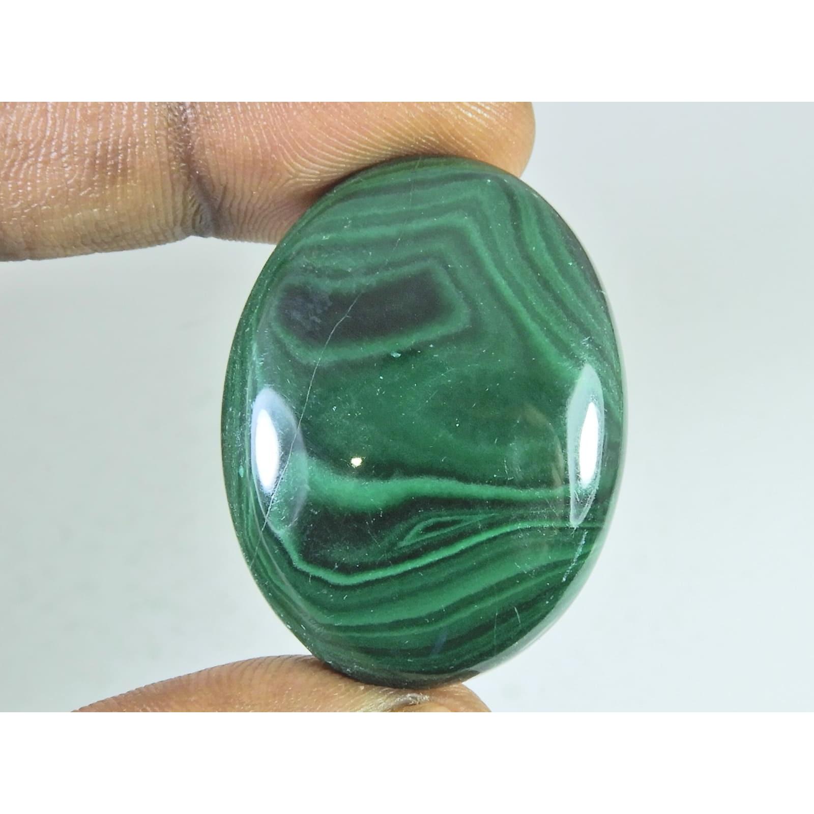28X38X08 MM Natural Green Malachite Oval Cabochon Loose Gemstone 103Cts. C-1677