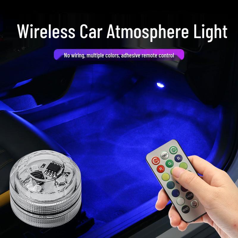 Wireless Car Interior Foot and Atmosphere Light with Remote Control - Easy Installation