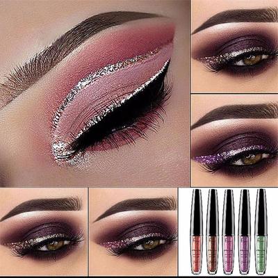 16 barev Tekuté oční linky Kovové lesklé Smoky Eyes Eyeshadow Waterproof Glitter